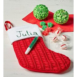 Red Knit Snack Stocking with Glitter Pen