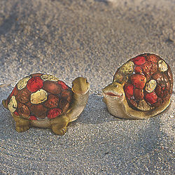 Solar Mosaic Turtle and Snail Garden Accents