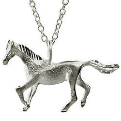 Sterling Silver Galloping Horse Necklace