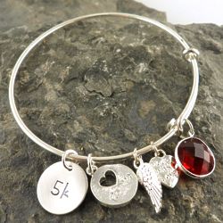 Personalized Love to Run Adjustable Wire Charm Bangle