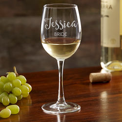 Personalized Engraving Bridal Party White Wine Glass