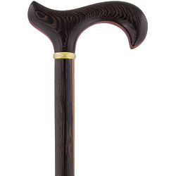 Afromosia Inlaid Derby Walking Cane with Wenge Shaft