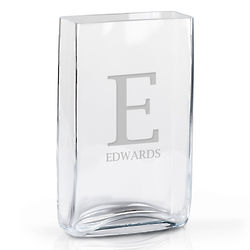 Personalized Initial Monogram Modern Rectangle Glass Vase