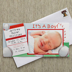 Little Slugger Baby Boy Photo Baby Announcements