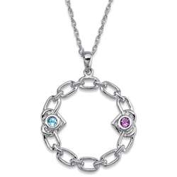 Sterling Silver Linked Together for Life Birthstone Necklace