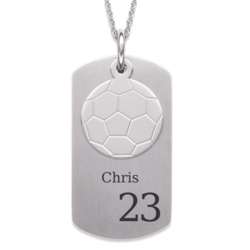 Soccer Engraved Dog Tag Necklace