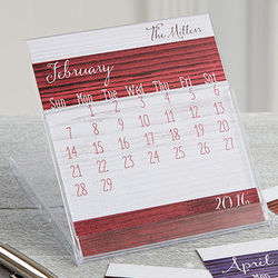 Family Love Rustic Personalized Desk Calendar