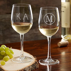 Personalized Monogram Classic Celebrations White Wine Glass