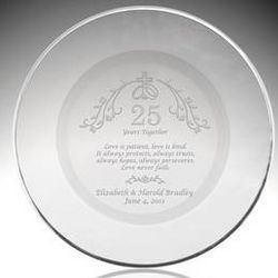 Holy Union Personalized 25th Anniversary Plate with Silver Rim