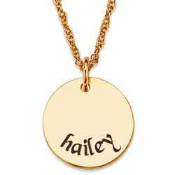 Personalized Gold Over Sterling Name Disc Necklace