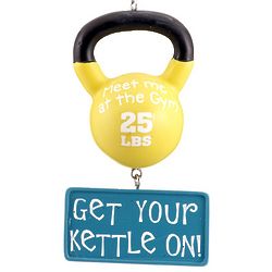 Personalized Yellow Kettle Bell Christmas Ornament