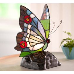 Tiffany-Style Stained Glass Butterfly Accent Lamp