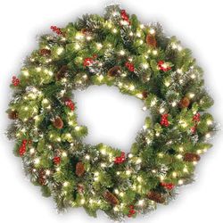 24" Crestwood Spruce Wreath with Clear Lights