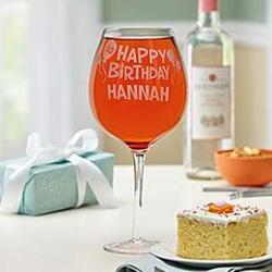 Personalized Happy Birthday Colossal Wine Glass