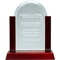 Employee of The Month Jade Glass Dome & Rosewood Award