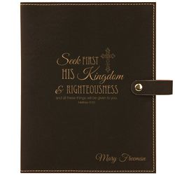 Personalized Black Leatherette Bible Cover with Snap Closure