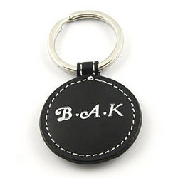 Personalized Round Leather Key Chain