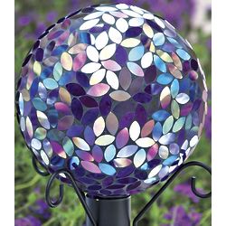 Purple Mosaic Gazing Ball with Metal Stand