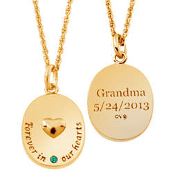 Personalized Gold-Plated Memorial Birthstone Necklace