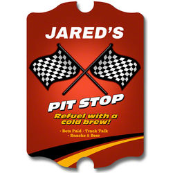 Pit Stop Refuel Personalized Wood Bar Sign