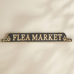 Carved Wood Flea Market Sign
