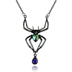Dead On Black Widow Dark Crystal Halloween Necklace
