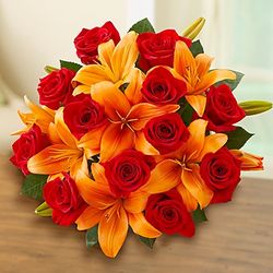 Elegant Autumn Rose and Lily Bouquet