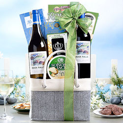 Rock Falls Vineyard Wine Duet Gift Basket Tote