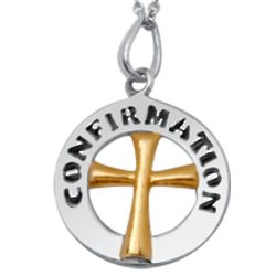 Sterling Silver Two-Tone Confirmation Oval Cross Necklace