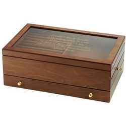 Large Glass Top Wood Jewelry Box
