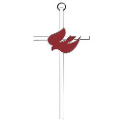 Polished Brass and Red Enamel Holy Spirit on Cross