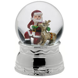 Santa and Reindeer Musical Snow Globe