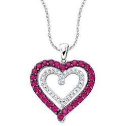 Lab-Created Ruby and White Sapphire Heart Pendant
