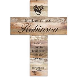Personalized Light Faux Wood Couples Wall Cross