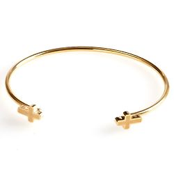 Gold-Plated Cuff Bracelet with Cross Ends