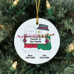 Personalized Forever in Our Hearts Snow Couple Memorial Ornament