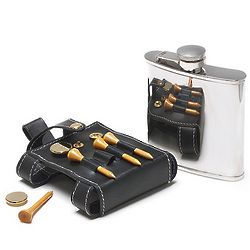 Golfer's Survival Kit with Tees and Flask