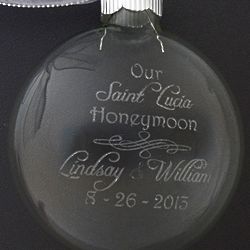 Honeymoon Glass Ornament with Photo Option