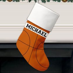 Basketball Pattern Personalized Christmas Stocking
