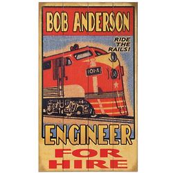 Personalized Train Engineer 24" Wood Sign