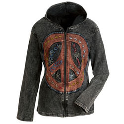 Embroidered Peace Sign Hoodie - FindGift.com
