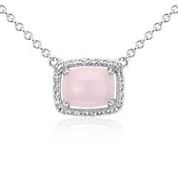 Pink Opal and White Topaz East-West Pendant in Sterling Silver