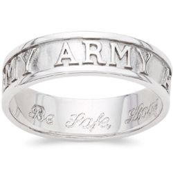 Sterling Silver Engraved Army Band
