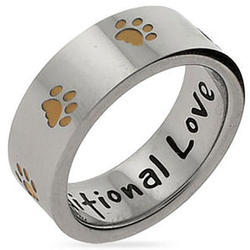Unconditional Love Stainless Steel Golden Paw Print Ring