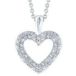 Single Cut Diamond Accent Heart Pendant in Sterling Silver