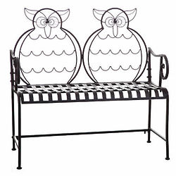Two Hoots Metal Owls Bench