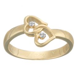 Diamond Linked Hearts Engraved Promise Ring