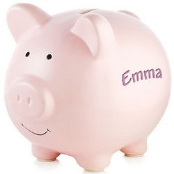 Personalized Pink Ceramic Piggy Bank