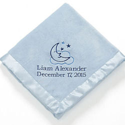 Baby Love Blue Personalized Embroidered Blanket