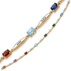 Gold Over Sterling Mother's Oval Birthstone and Name Bracelet